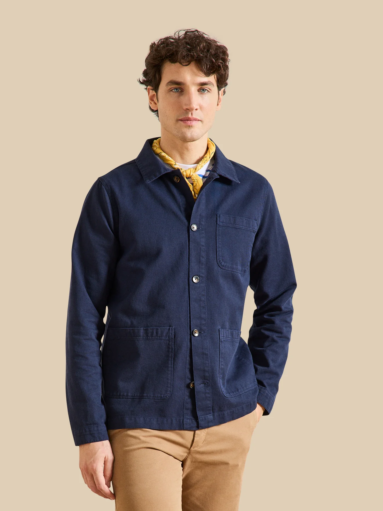 Herrenjacke im Working-Esprit - Twill aus recycelter Baumwolle