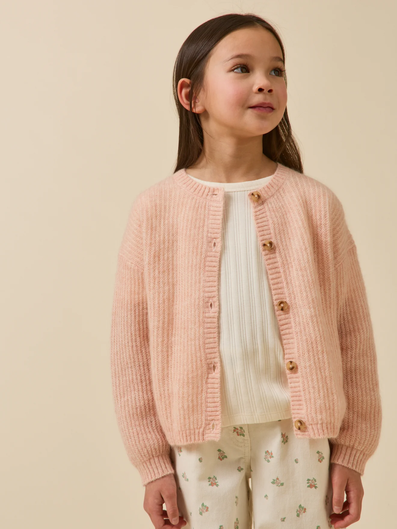 Mädchen-Cardigan mit Wolle und Mohair