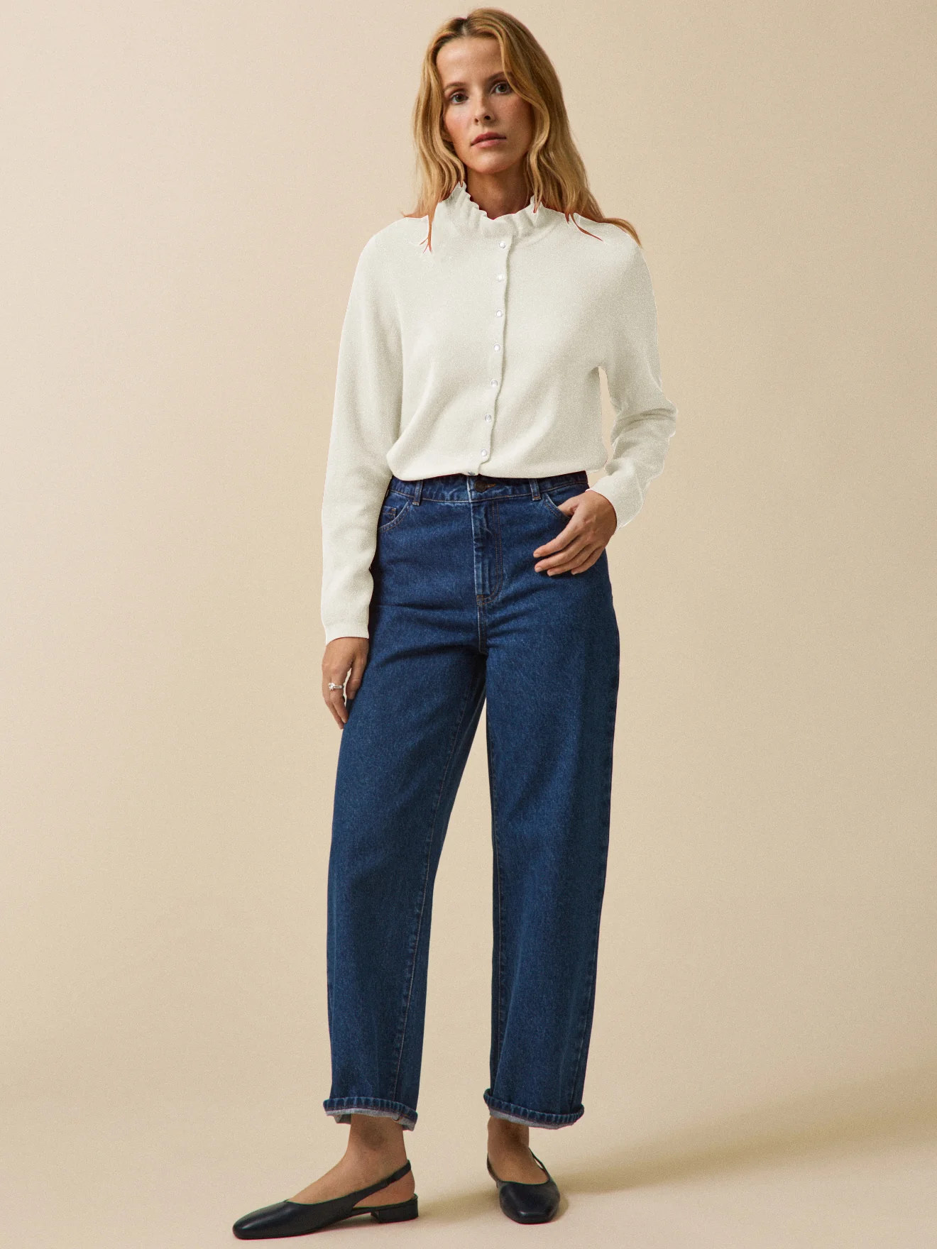 Damencardigan mit Volants aus Bio-Baumwolle und Cashmere - Image 4