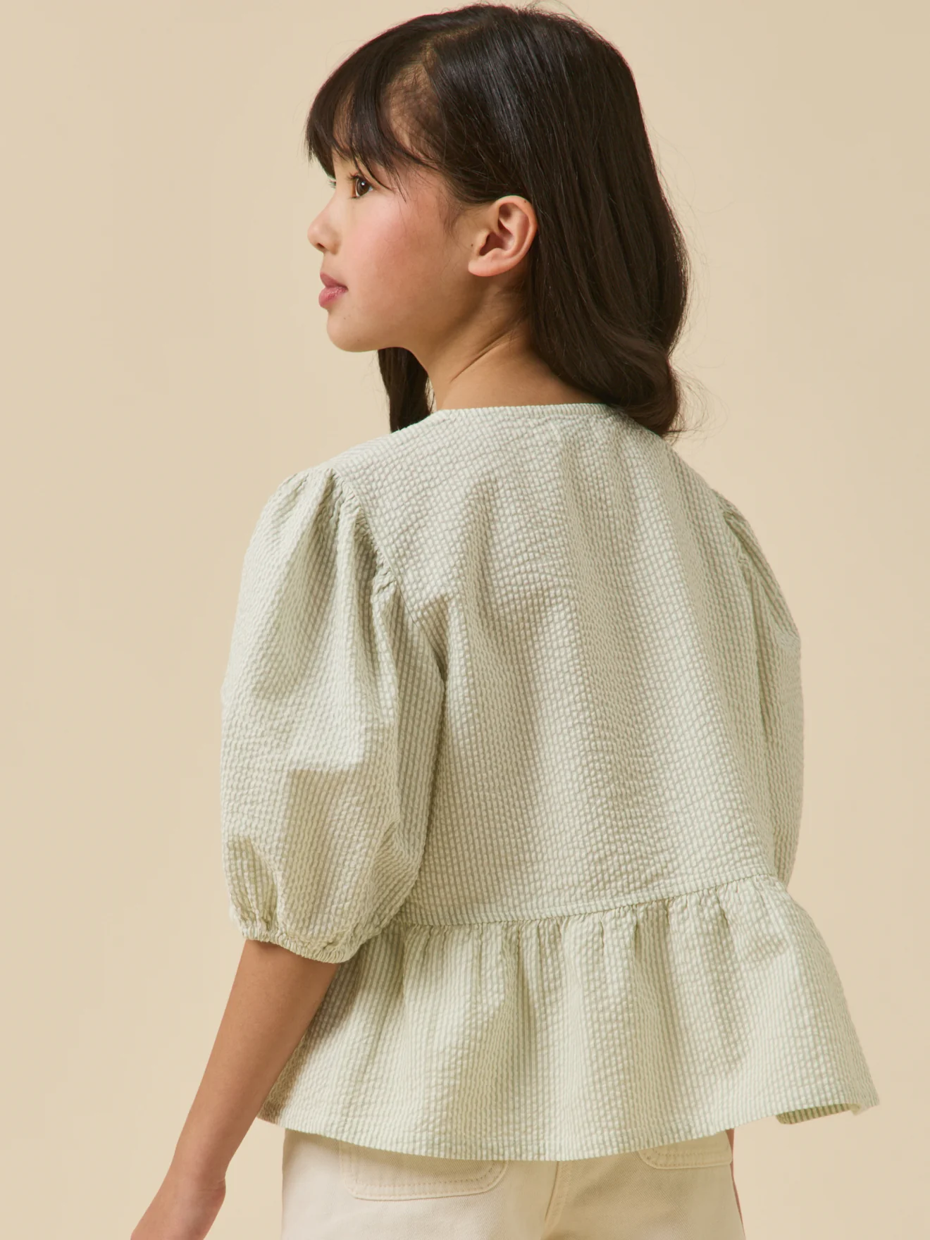 Gestreifte Mädchen-Bluse aus Seersucker - Image 2