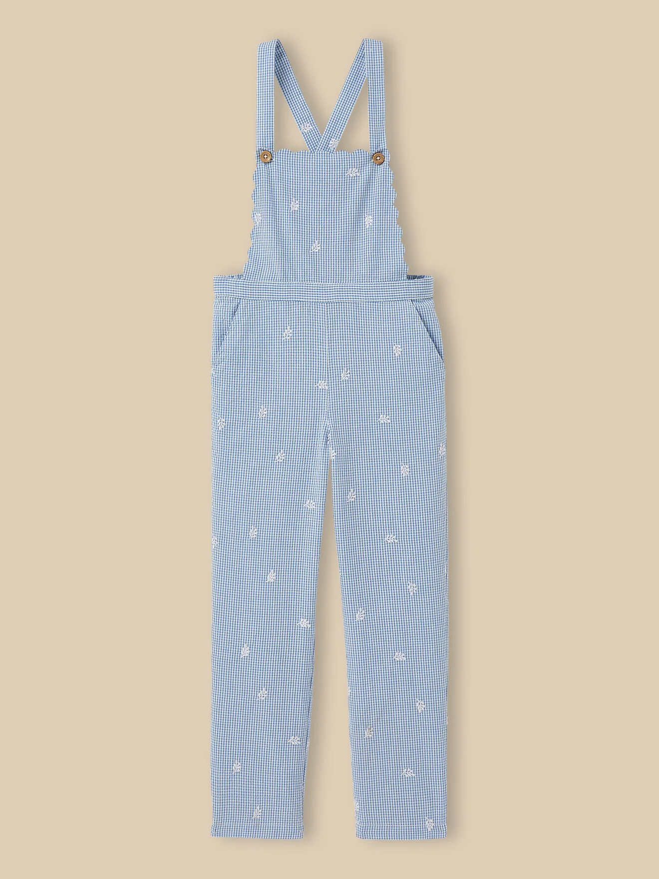 Mädchen-Latzhose mit Vichy-Karos und Stickerei - Image 3