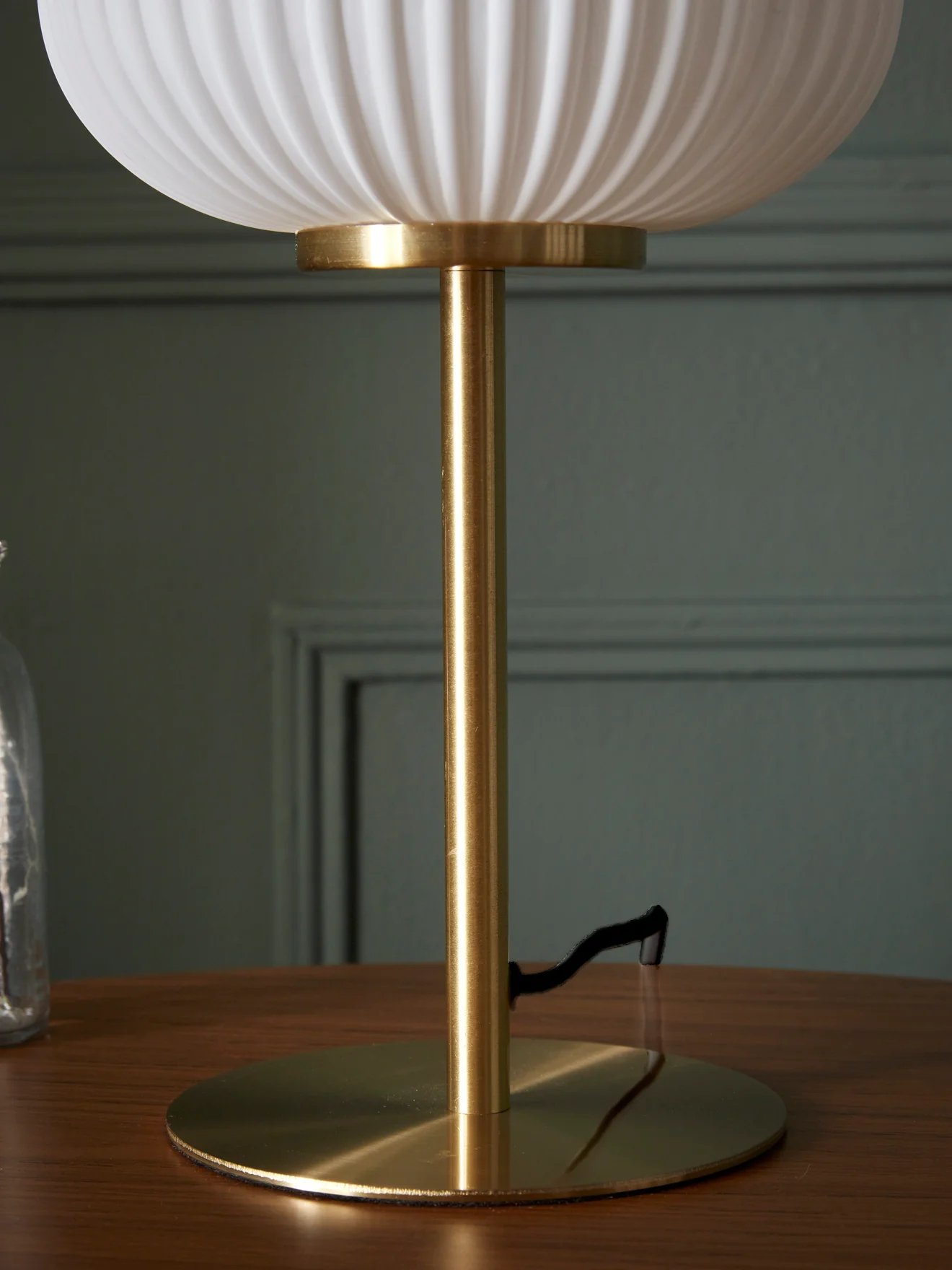 Lampe aus Messing und geriffeltem Glas - Image 3