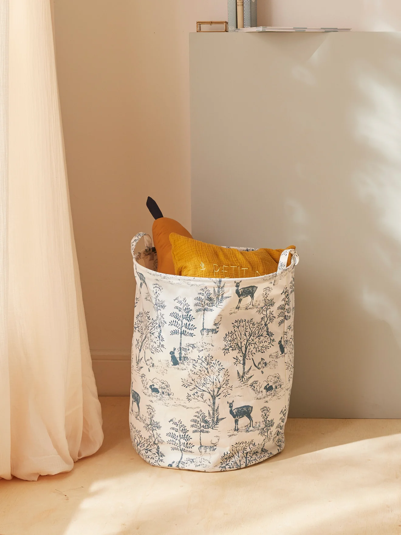 Runder Aufbewahrungskorb im Toile de Jouy-Esprit