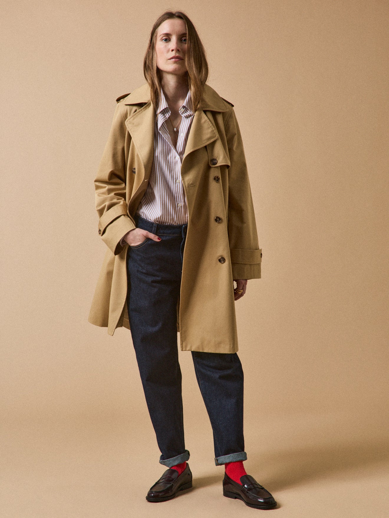 Langer Damen-Trenchcoat aus Bio-Baumwolle - Image 9