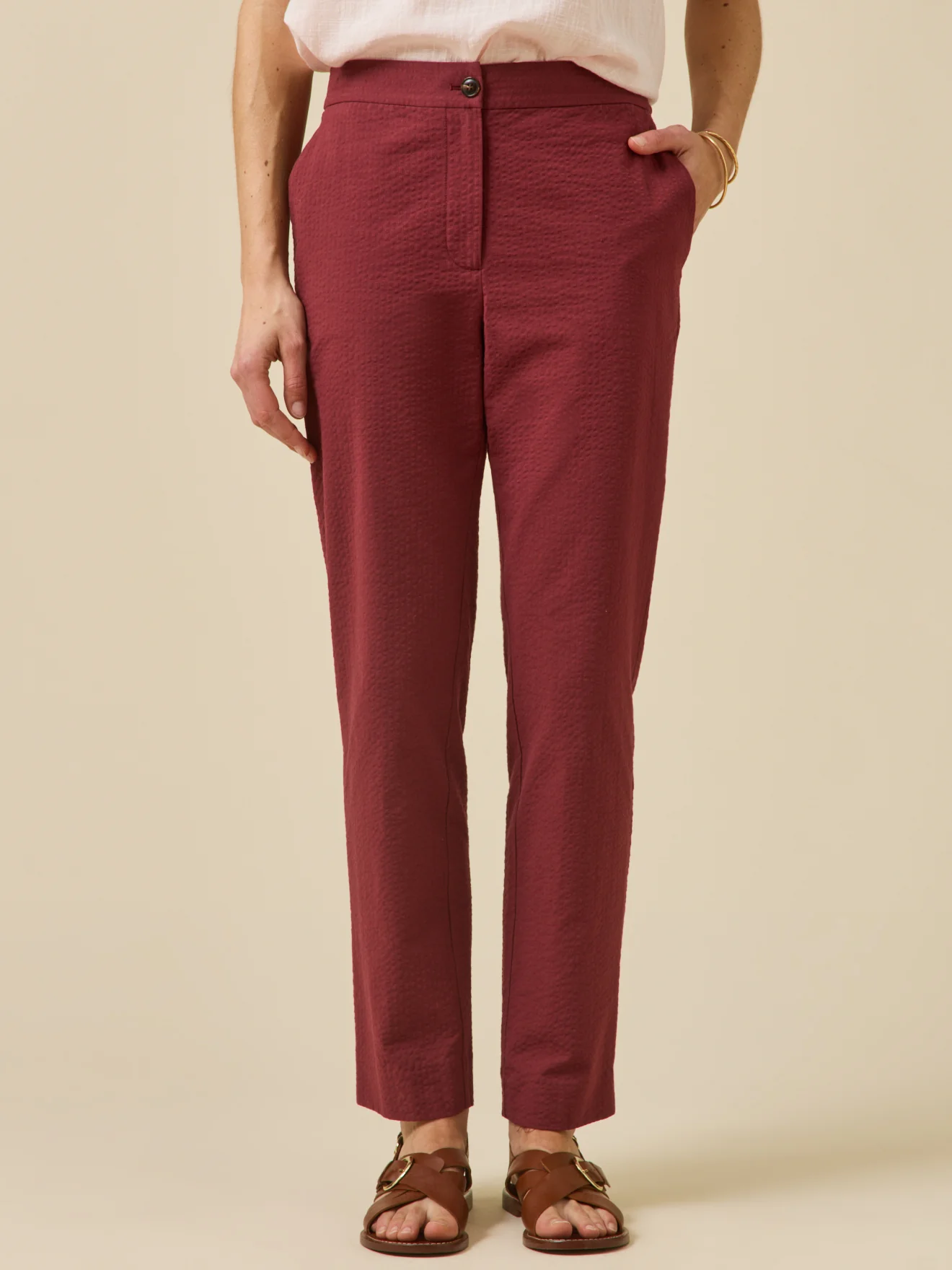 Damen-Zigarettenhose Julie aus Seersucker