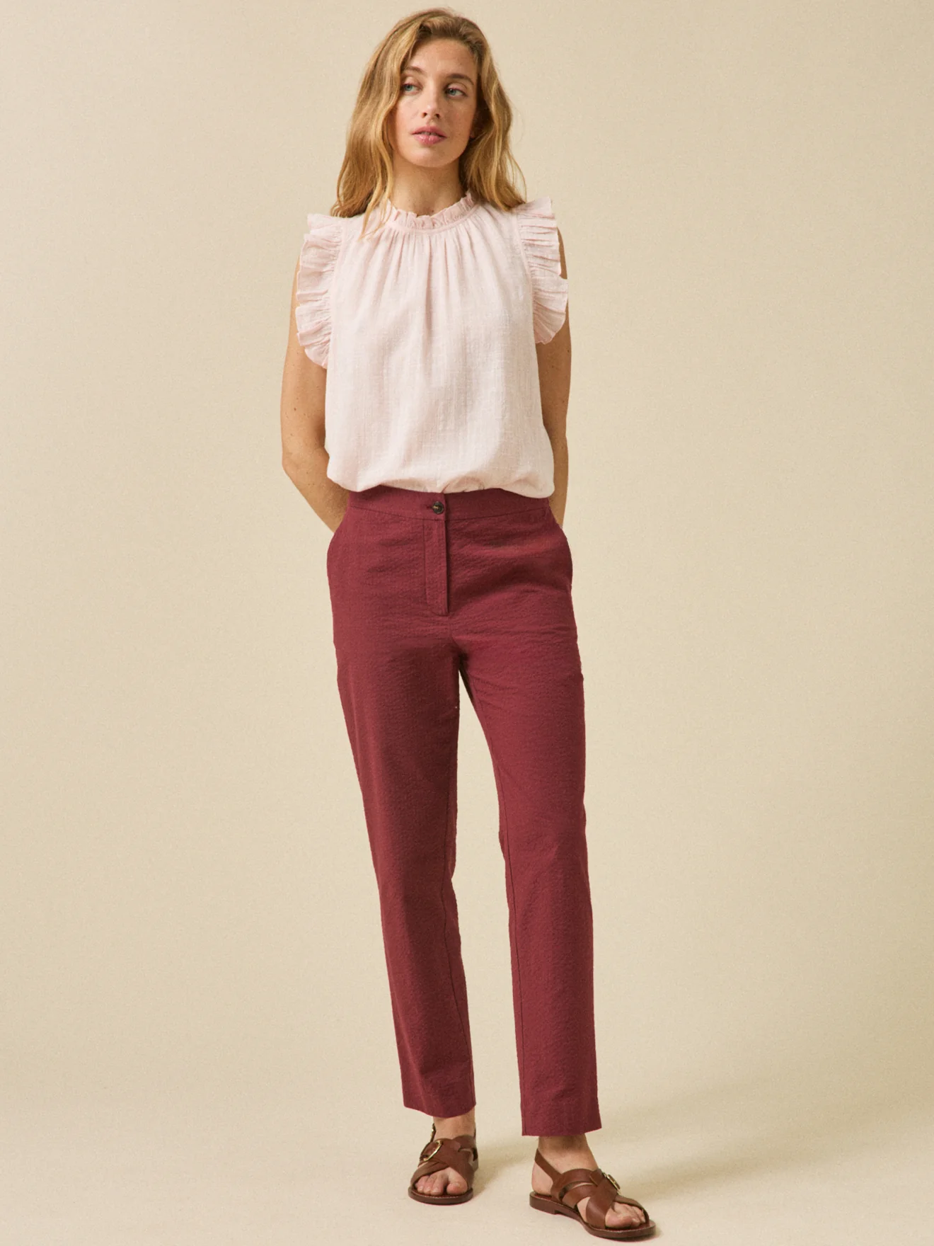 Damen-Zigarettenhose Julie aus Seersucker - Image 4