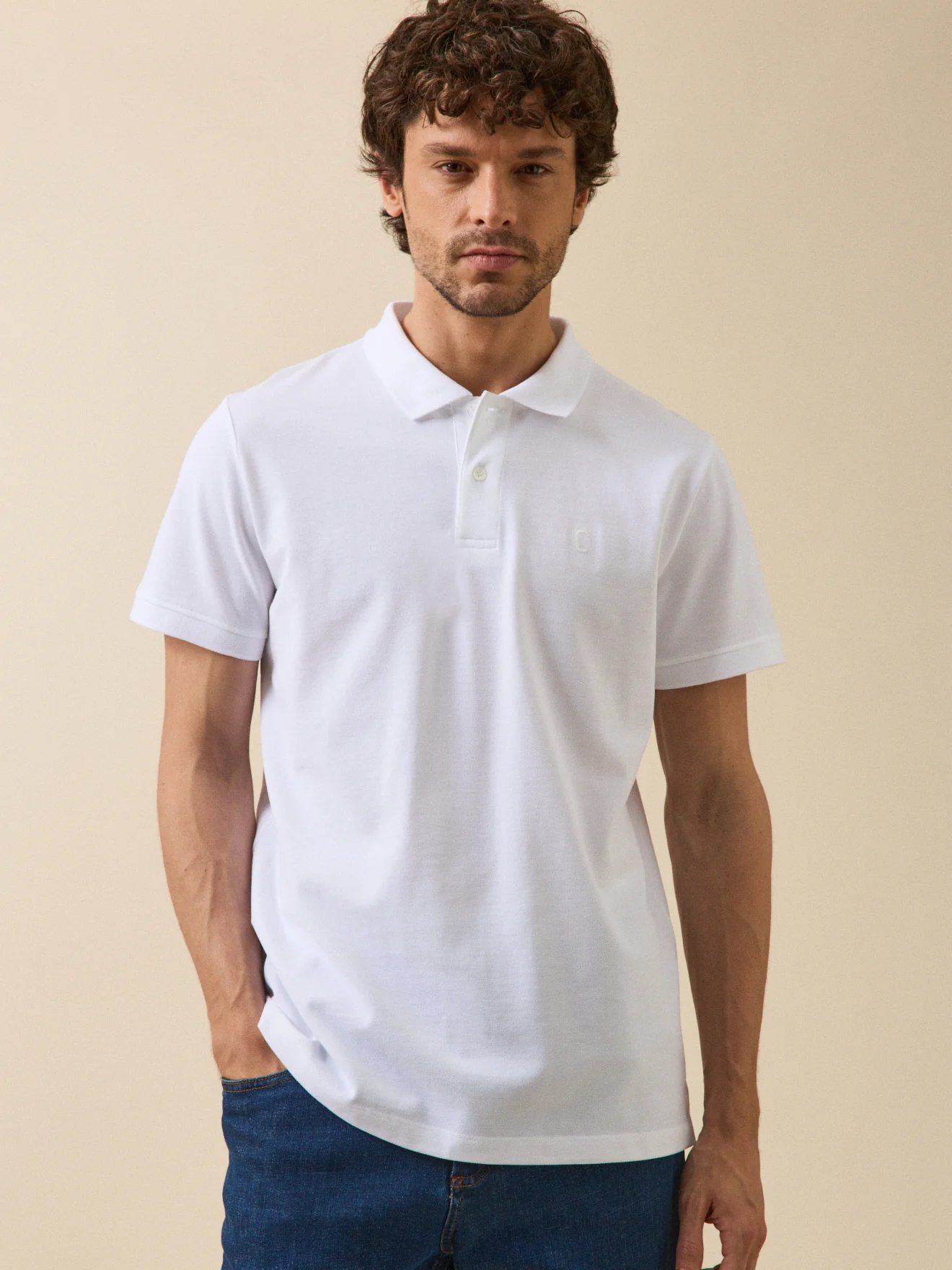 Einfarbiges Herren-Poloshirt aus Pikee aus Bio-Baumwolle