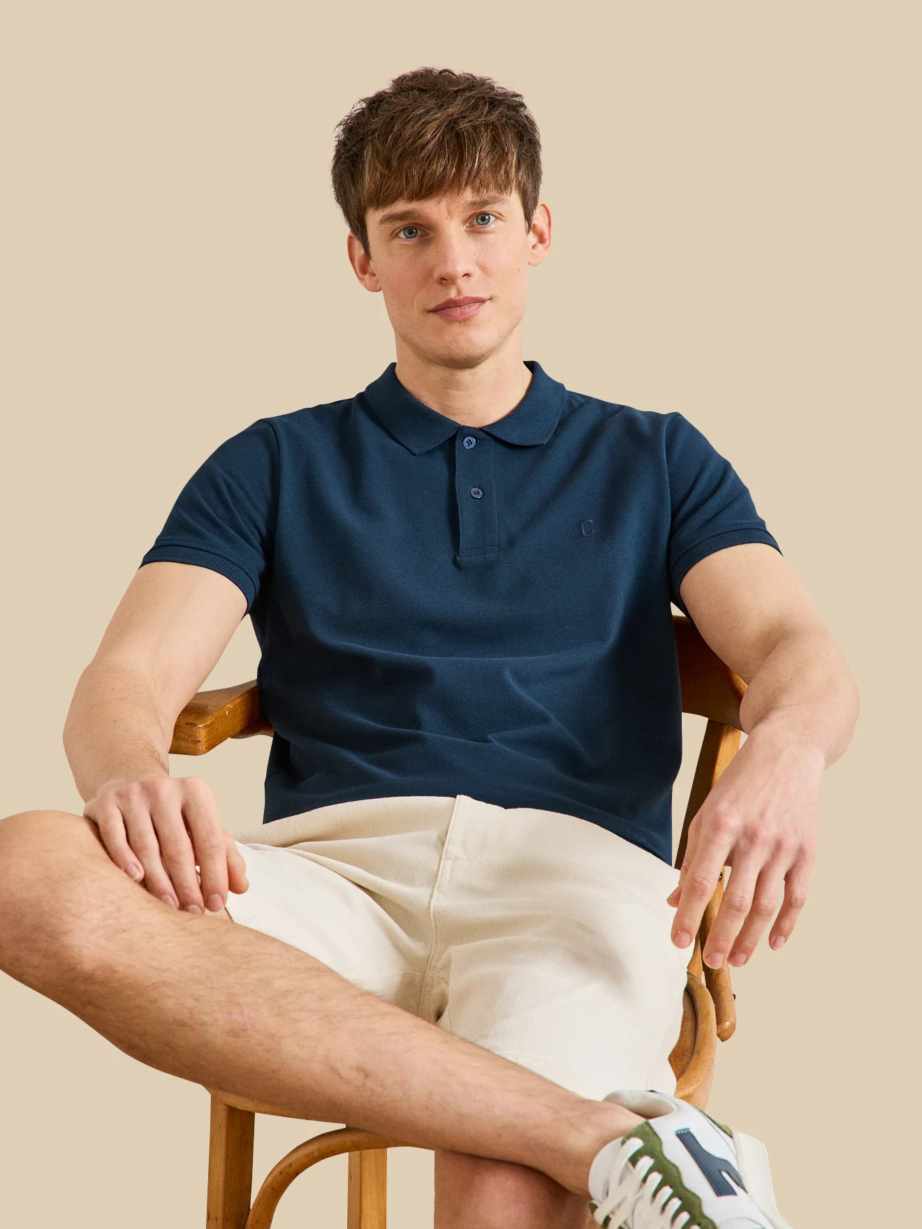 Einfarbiges Herren-Poloshirt aus Pikee aus Bio-Baumwolle