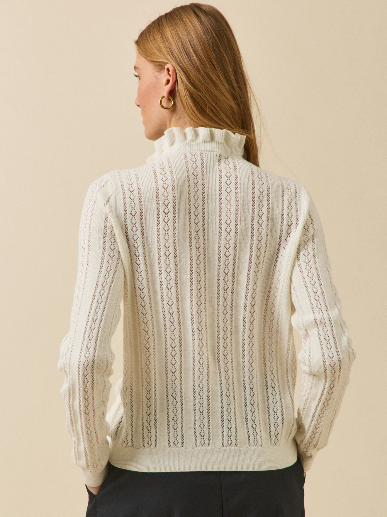 Damenpullover mit Volants aus Bio-Baumwolle und Cashmere - Image 2