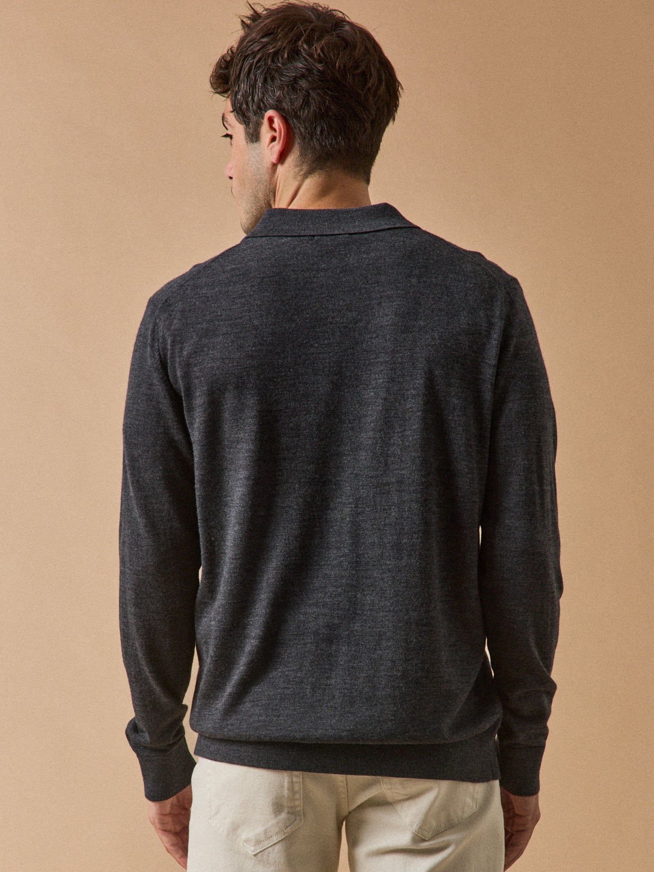 Feinmaschiger Herrenpullover mit Polokragen aus Merinowolle - Image 3