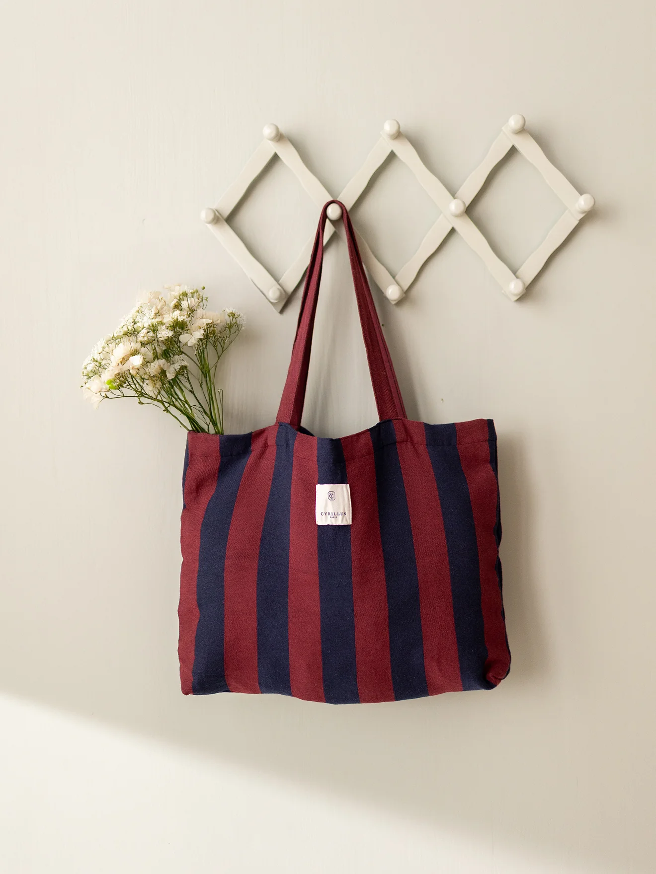 SAC Sac fourre tout RAYURE MARINE/BORDEAUX