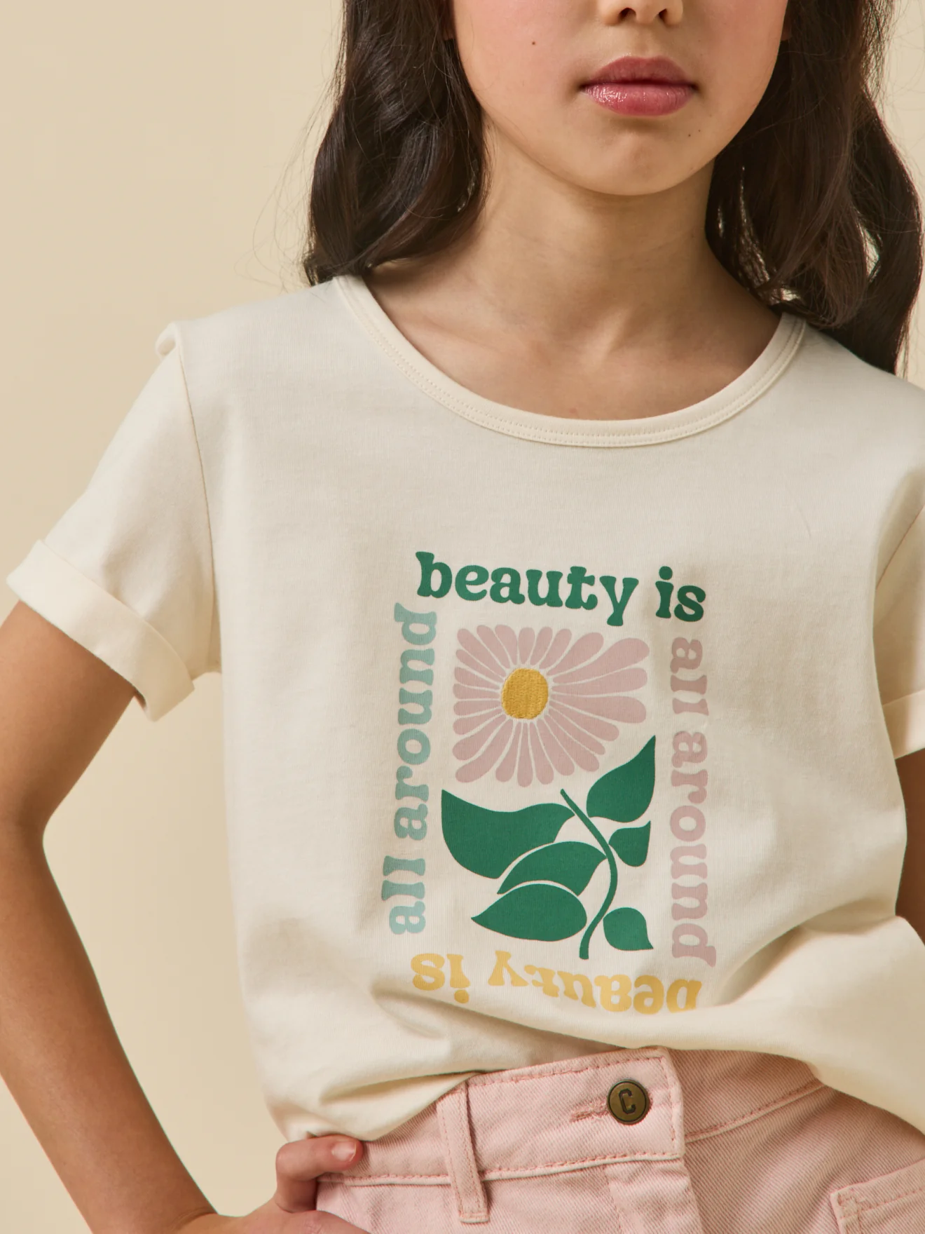 Mädchen T-Shirt mit Blumenmotiv – Bio-Baumwolle - Image 3