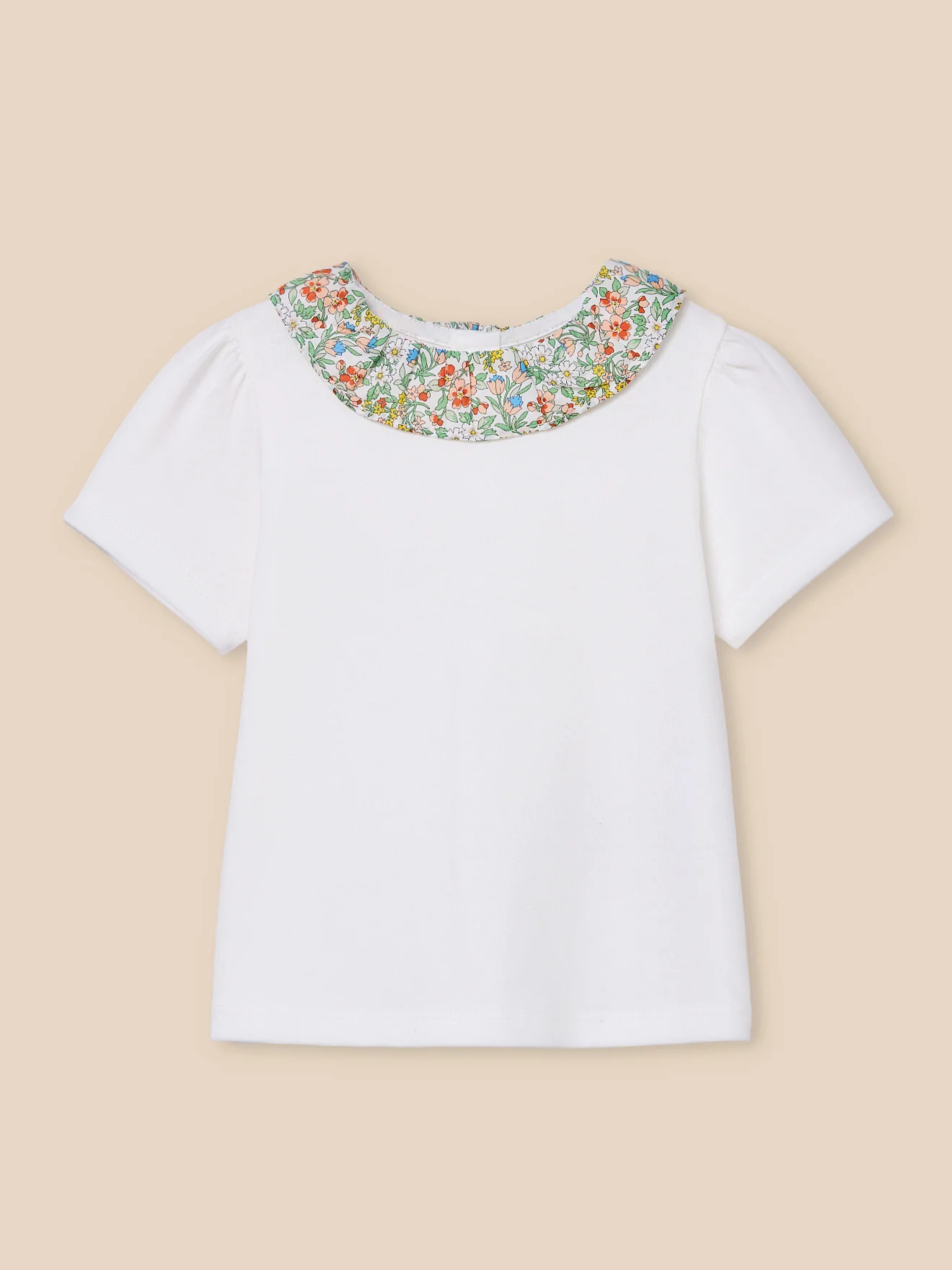 T-Shirt mit Kragen aus Liberty-Stoff, Baby - Bio-Baumwolle