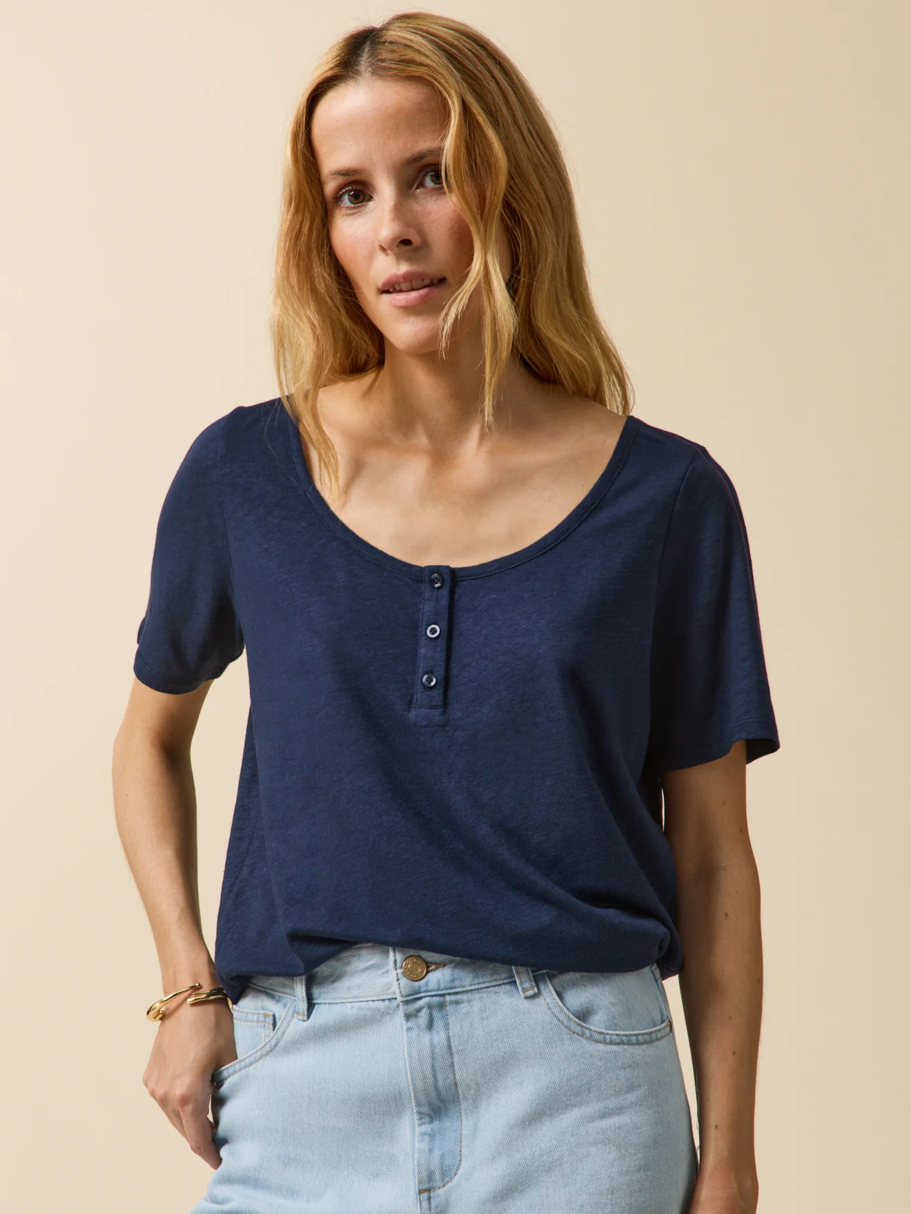 Damen T-Shirt aus Leinen und Viskose