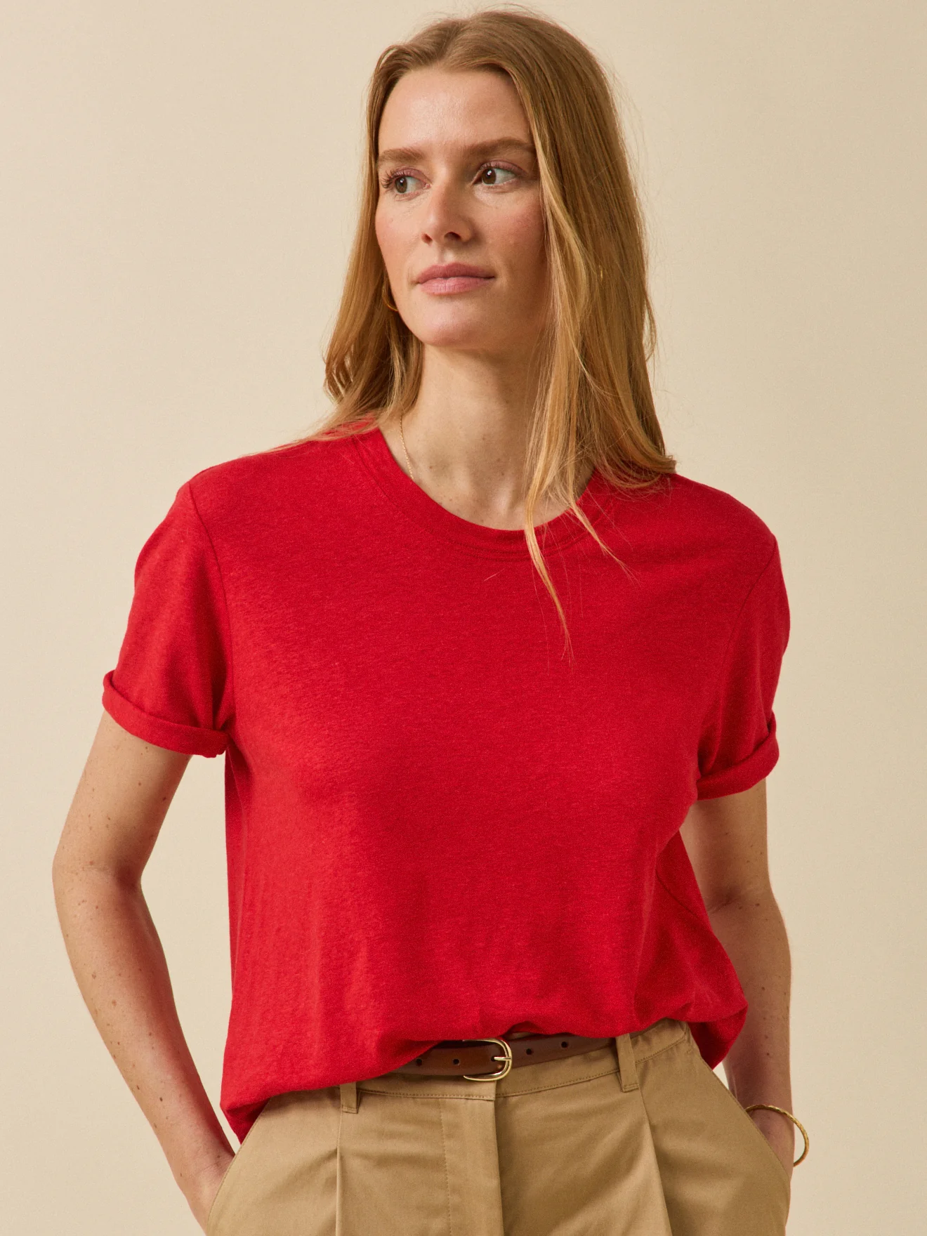 Damen-T-Shirt aus Leinen und Viskose