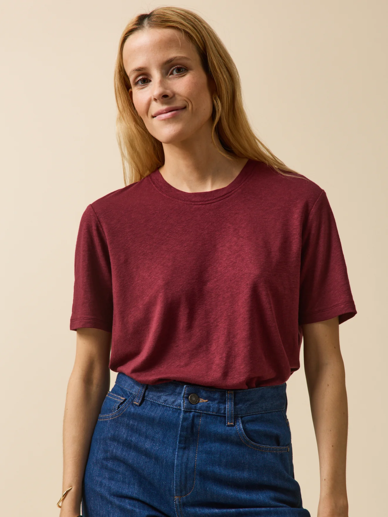 Damen-T-Shirt aus Leinen und Viskose