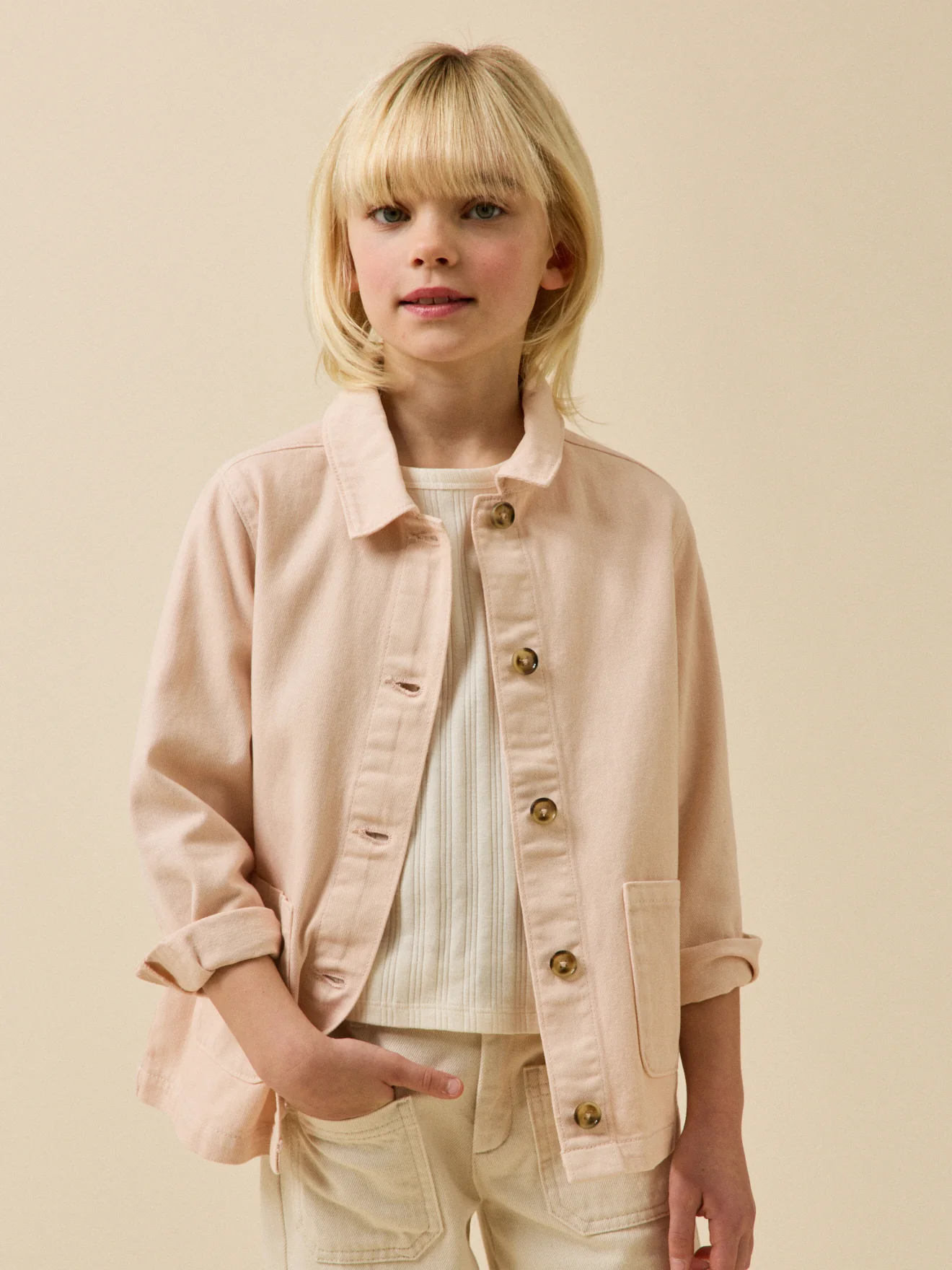Mädchen-Jeansjacke im « Worker »-Look